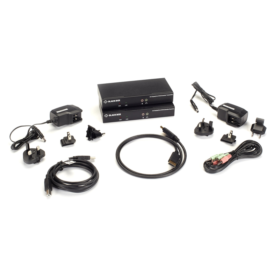 KVM Extender Kit - DisplayPort 4K30, USB, Audio, Fiber, TAA