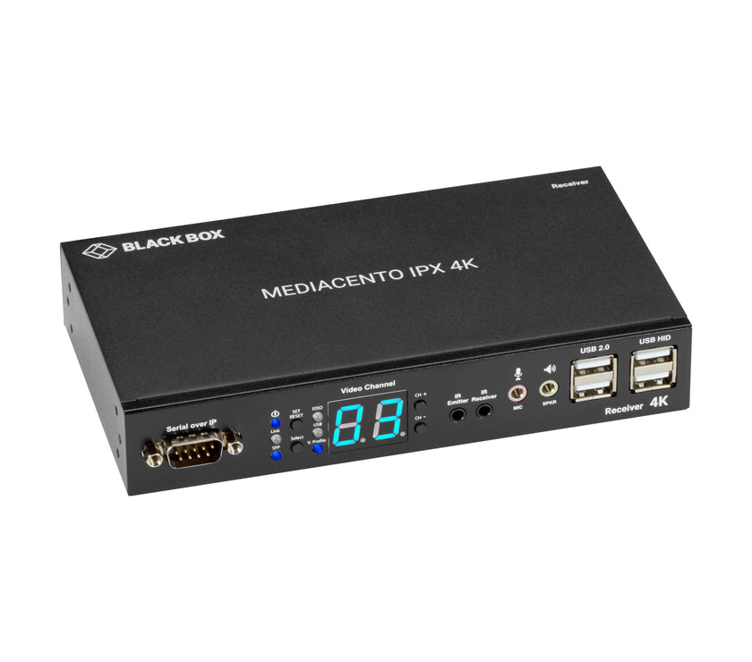 Black Box MediaCento IPX 4K Receiver - Fiber/USB Extender, Up to 6.2 Miles